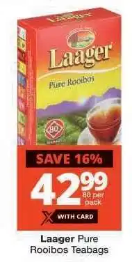 Checkers Laager Pure Rooibos Teabags offer