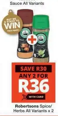 Checkers Robertsons Spice/Herbs All Variants x 2 offer