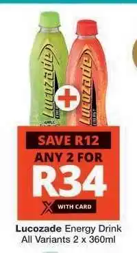 Checkers LUCOZADE ENERGY DRINK offer