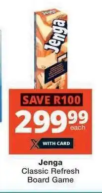 Checkers Jenga Classic Refresh Board Game offer