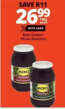 Checkers KOO Grated/Sliced Beetroot offer