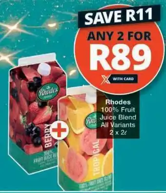 Checkers RHODES 100% FRUIT JUICE BLEND offer