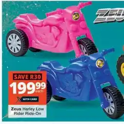Checkers Zeus Harley Low Rider Ride-On offer