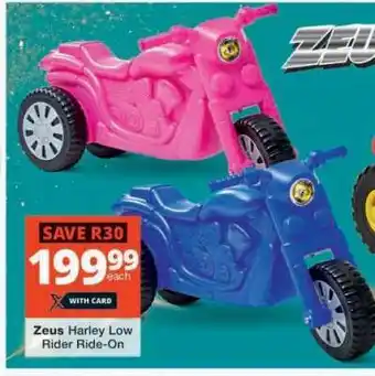 Checkers Zeus Harley Low Rider Ride-On offer