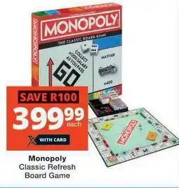 Checkers Monopoly Classic Refresh Board Game offer