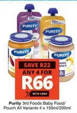 Checkers Purity 3rd Foods Baby Food/Pouch offer