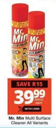 Checkers Mr. Min Multi Surface Cleaner All Variants offer