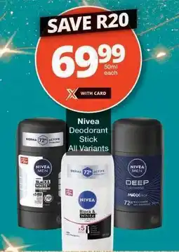 Checkers Nivea Deodorant Stick offer
