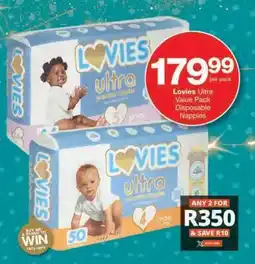 Checkers LOVIES ULTRA VALUE PACK DISPOSABLE NAPPIES offer