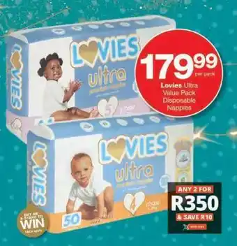 Checkers LOVIES ULTRA VALUE PACK DISPOSABLE NAPPIES offer