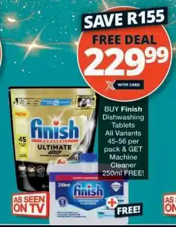 Checkers Finish Dishwashing Tablets + Machine Cleaner offer
