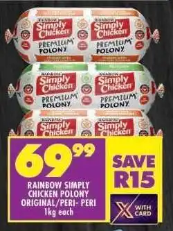 Shoprite RAINBOW SIMPLY CHICKEN POLONY ORIGINAL/PERI-PERI offer
