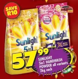 Shoprite SUNLIGHT 5in1 HANDWASH POWDER all variants 2kg each offer
