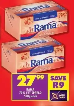Shoprite RAMA 70% FAT SPREAD 500g each offer