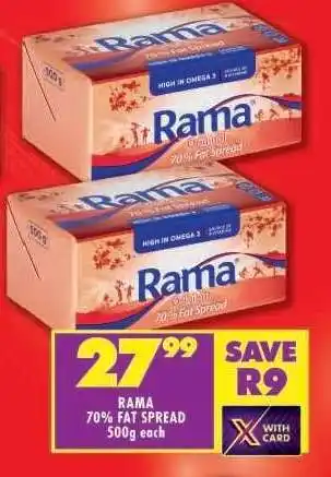 Shoprite RAMA 70% FAT SPREAD 500g each offer