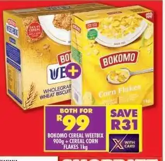 Shoprite Bokomo Cereal Weetbix 900g + Cereal Corn Flakes 1kg offer