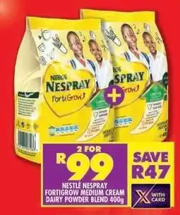 Shoprite NESTLÉ NESPRAY FORTIGROW MEDIUM CREAM DAIRY POWDER BLEND 400g offer