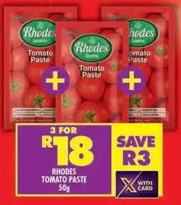 Shoprite Rhodes Tomato Paste 50g offer