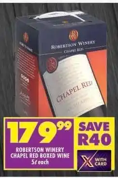 Shoprite ROBERTSON WINERY CHAPEL RED BOXED WINE offer