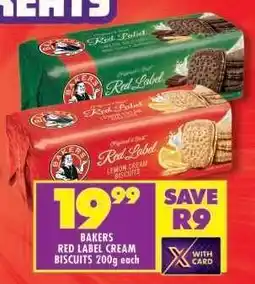 Shoprite BAKERS RED LABEL CREAM BISCUITS 200g each offer