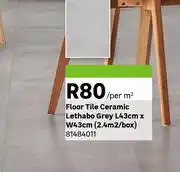 Leroy Merlin Floor Tile Ceramic Lethabo Grey L43cm X W43cm (2.4 Sqm/Box) 81484011-Per Sqm offer