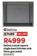 Leroy Merlin Delinia Casual Square Single Bowl Kitchen Sink 55cm Gun Metal 81497875 offer