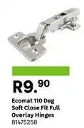 Leroy Merlin Ecomat 110 Deg Soft Close Fit Full Overlay Hinges 81475258 offer
