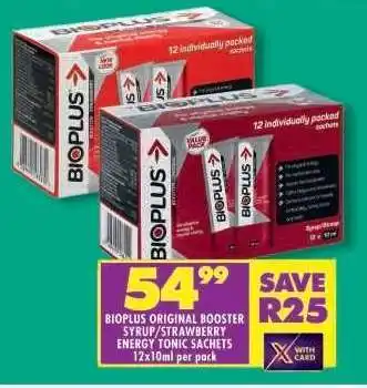 Shoprite BIOPLUS ORIGINAL BOOSTER SYRUP/STRAWBERRY ENERGY TONIC SACHETS offer