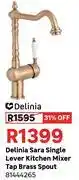 Leroy Merlin Delinia Sara Single Lever Kitchen Mixer Tap Brass Spout 81444265 offer
