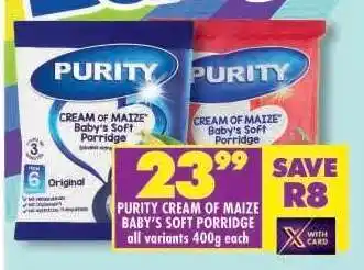 Shoprite Purity Cream of Maize Baby's Soft Porridge offer