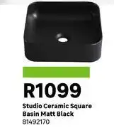 Leroy Merlin Sensea Studio Ceramic Square Basin Matt Black 81492170 offer