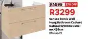 Leroy Merlin Sensea Remix Wall Hung Bathroom Cabinet Natural W90cm x D46cm x H58cm 81494479 offer