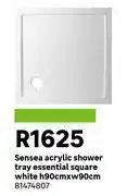 Leroy Merlin Sensea Acrylic Shower Tray Essential Square White H90cm x W90cm 81474807 offer