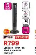 Leroy Merlin Equation Tower Fan Black 91cm 45W 81491058 offer