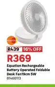 Leroy Merlin Equation Rechargeable Battery Operated Foldable Desk Fan 19cm 5W 81460113 offer