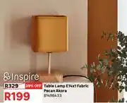 Leroy Merlin Inspire Table Lamp E14 x 1 Fabric Pecan Akora 81498433 offer