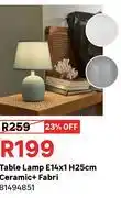 Leroy Merlin Table Lamp E14 x 1 H25cm Ceramic + Fabri 81494851 offer