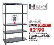 Leroy Merlin Spaceo Metal Shelving 5 Tiers Black W120 x D50 X H196cm 81483612 offer
