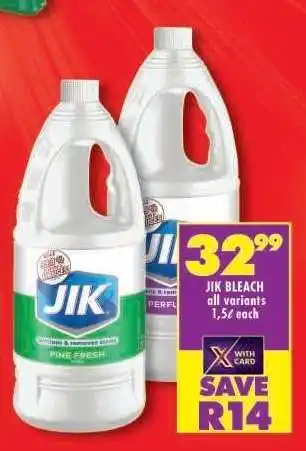 Shoprite JIK BLEACH all variants 1,5ℓ each offer