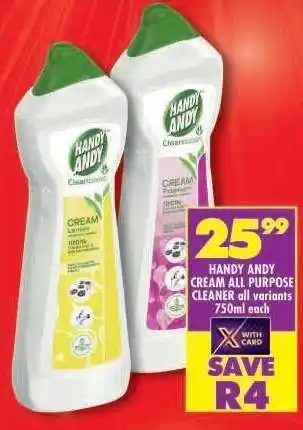 Shoprite HANDY ANDY CREAM ALL PURPOSE CLEANER all variants 750ml each offer