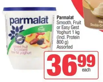Spar Parmalat Smooth, Fruit or Easy Gest Yoghurt 1 kg offer