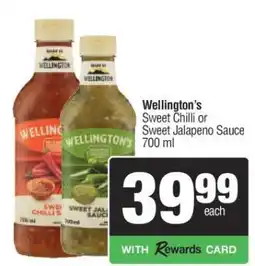 Spar Wellington's Sweet Chilli or Sweet Jalapeno Sauce offer