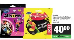Spar Beacon Liquorice Allsorts or Maynards Gums or Jellies offer