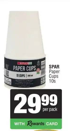Spar SPAR Paper Cups 10s offer