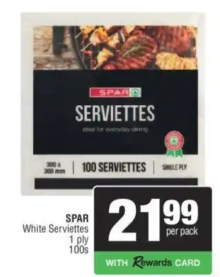 Spar SPAR White Serviettes offer