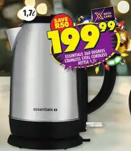 Shoprite Essentials 360 degrees stainless steel cordless kettle offer