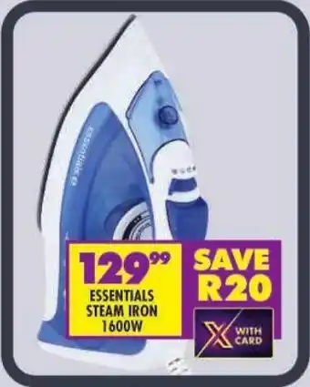 Shoprite Essentials steam iron 1600w offer