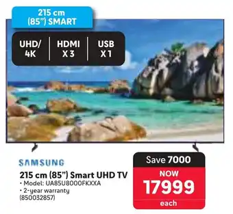 Makro SAMSUNG 215 cm 85" Smart UHD TV offer