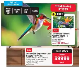 Makro TCL 248 cm 98" QD-Mini LED Google TV 144 Hz offer