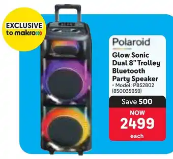 Makro Polaroid Glow Sonic Dual 8" Trolley Bluetooth Party Speaker offer